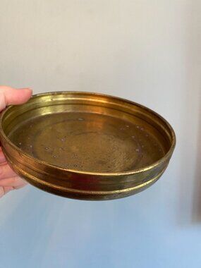 Vintage Brass Round Tray Dish With Felt Bottom - 6 Inches Diameter